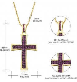 14K Gold Plated Cross Inlay Pendant Necklace for Women | Cross Pendant | Fashion Jewelry Gifts Purple gold-plated-copper $10....