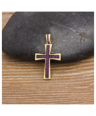 14K Gold Plated Cross Inlay Pendant Necklace for Women | Cross Pendant | Fashion Jewelry Gifts Purple gold-plated-copper $10....