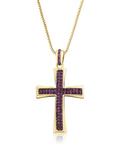 14K Gold Plated Cross Inlay Pendant Necklace for Women | Cross Pendant | Fashion Jewelry Gifts Purple gold-plated-copper $10....