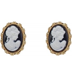 Elegant black and white oval cameo earrings in a gold frame setting Victorian earrings, romantic earrings, vintage style came...