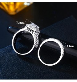 AAAAA Cz Wedding Rings for Women Engagement Ring Sets Sterling Silver 1.7Ct Princess Cross Size 4-13 White $21.60 Sets