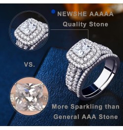 AAAAA Cz Wedding Rings for Women Engagement Ring Sets Sterling Silver 1.7Ct Princess Cross Size 4-13 White $21.60 Sets