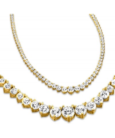 3-20 Carat Round 14K Yellow Gold 17 "Graduate Diamond Tennis Riviera Necklace (J-K Color, I1-I2 Clarity) Graduating Value Col...