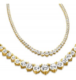 3-20 Carat Round 14K Yellow Gold 17 "Graduate Diamond Tennis Riviera Necklace (J-K Color, I1-I2 Clarity) Graduating Value Col...