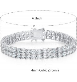 Tennis Bracelets for Women Men 18K Yellow Gold/White Gold Plated 2 Row 3.0 Round Cubic Zirconia Tennis Bracelet Iced Out Hip ...