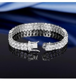 Tennis Bracelets for Women Men 18K Yellow Gold/White Gold Plated 2 Row 3.0 Round Cubic Zirconia Tennis Bracelet Iced Out Hip ...