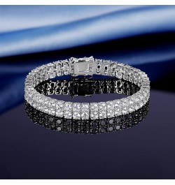 Tennis Bracelets for Women Men 18K Yellow Gold/White Gold Plated 2 Row 3.0 Round Cubic Zirconia Tennis Bracelet Iced Out Hip ...