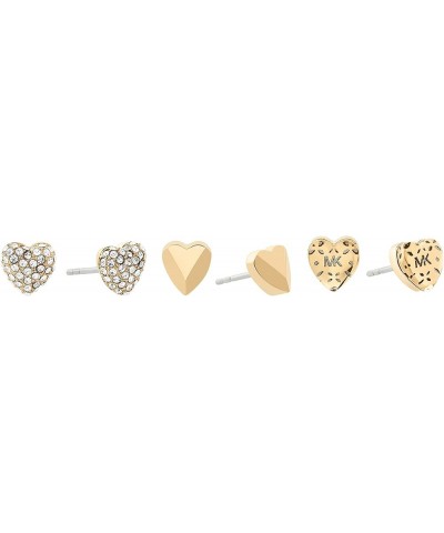 Silver-Tone Stud Earrings for Women Stainless Steel Earrings Jewelry for Women GOLD HEART SET $26.50 Earrings