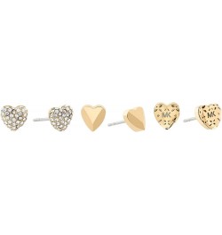 Silver-Tone Stud Earrings for Women Stainless Steel Earrings Jewelry for Women GOLD HEART SET $26.50 Earrings