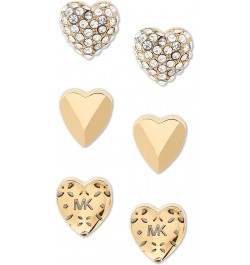 Silver-Tone Stud Earrings for Women Stainless Steel Earrings Jewelry for Women GOLD HEART SET $26.50 Earrings