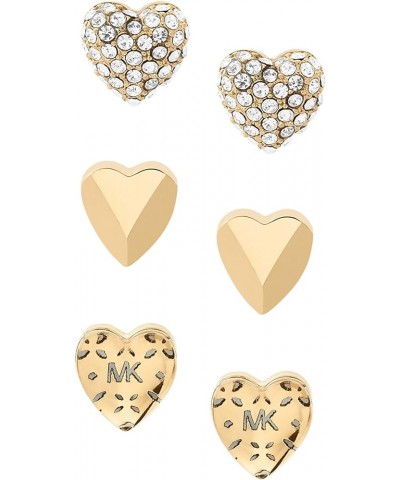 Silver-Tone Stud Earrings for Women Stainless Steel Earrings Jewelry for Women GOLD HEART SET $26.50 Earrings