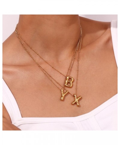 Bubble Letter Necklace Balloon Initial Necklaces for Women Girls Dainty Alphabet Pendant 18K Gold Plated name necklace Person...