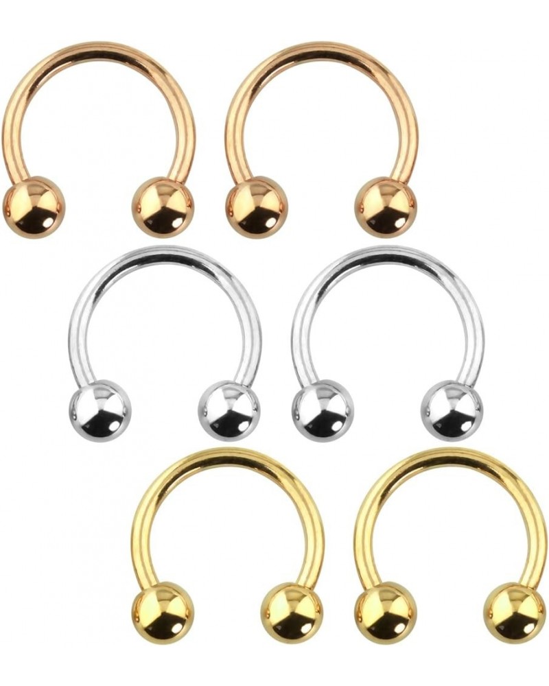 6pc Value Pack 14G-16G Surgical Steel Horseshoe/CBR Ring for Septum, Cartilage & More Horseshoe 14g (12mm) $11.79 Body Jewelry