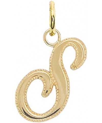 Solid 14k Gold Personalized Cursive-Style"A-Z" Initial Pendant (Size S/M/L) Small (S) Yellow Gold $66.70 Pendants