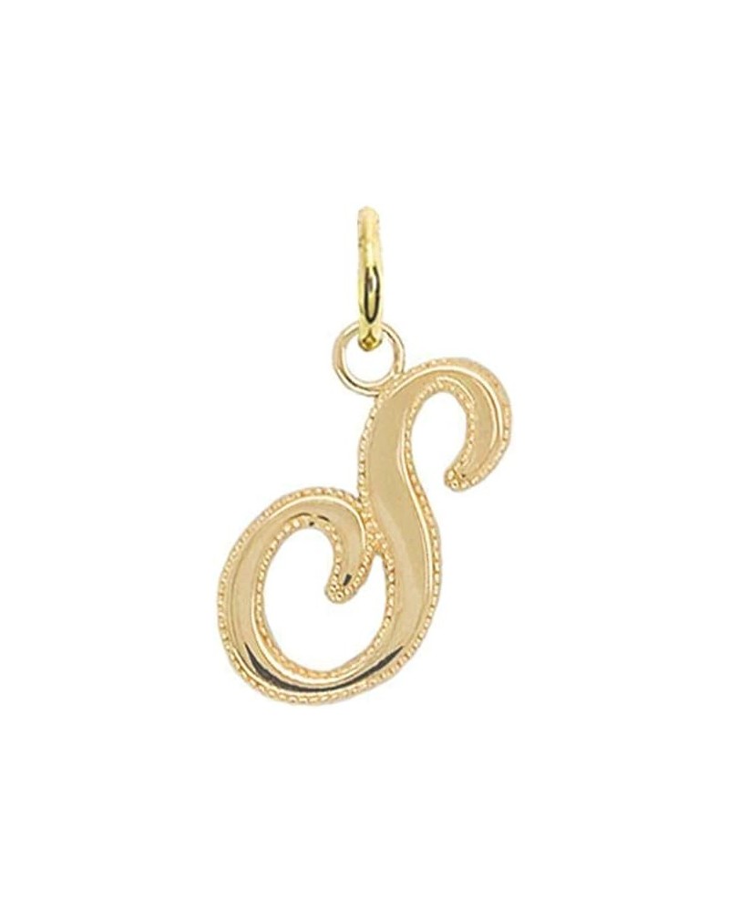 Solid 14k Gold Personalized Cursive-Style"A-Z" Initial Pendant (Size S/M/L) Small (S) Yellow Gold $66.70 Pendants