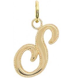 Solid 14k Gold Personalized Cursive-Style"A-Z" Initial Pendant (Size S/M/L) Small (S) Yellow Gold $66.70 Pendants