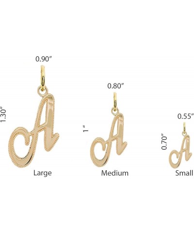 Solid 14k Gold Personalized Cursive-Style"A-Z" Initial Pendant (Size S/M/L) Small (S) Yellow Gold $66.70 Pendants