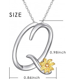 Sterling Silver Gold Tone Sunflower Initial 26 Letter Script Name Alphabet A to Z Necklace Personalized Pendant Q-Mini Sunflo...