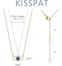 14K Gold Dainty Evil Eye Necklace for Women | Gemstone Necklace | Real Crystal Necklace for Women Lapis Lazuli Pendant Neckla...