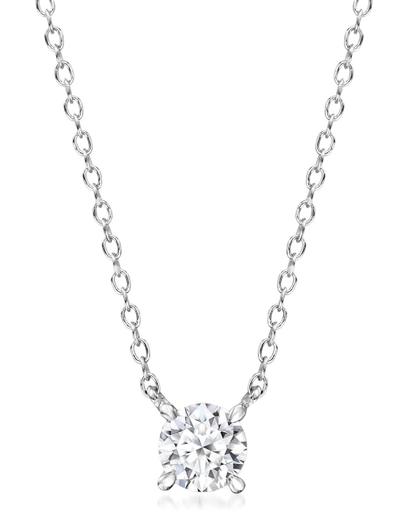 0.33 Carat Lab-Grown Diamond Solitaire Necklace in Sterling Silver 16.0 Inches $92.02 Necklaces