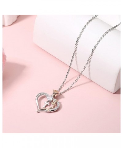 Rose Heart Necklace Gifts for Women S925 Sterling Silver Initial Letter Pendant Necklace Jewelry for Women Christmas Birthday...