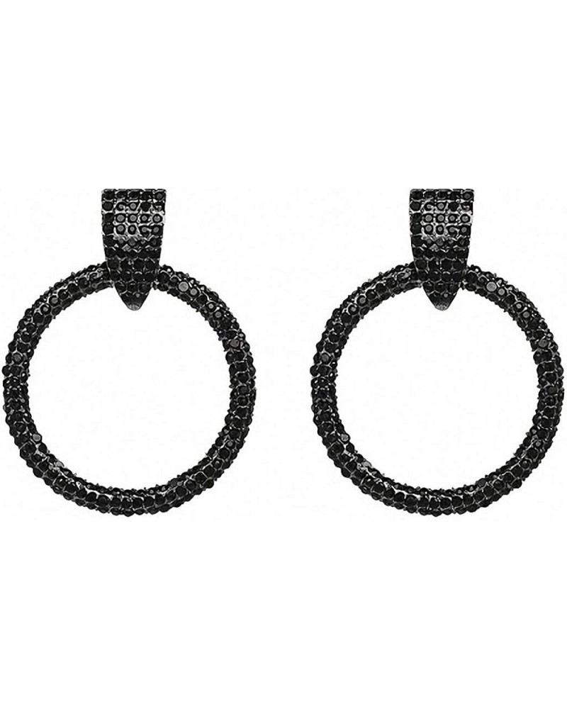 13 Colors Women Party Drop Earrings Statement Vintage Earrings Crystal Hoop Earring black $9.62 Earrings