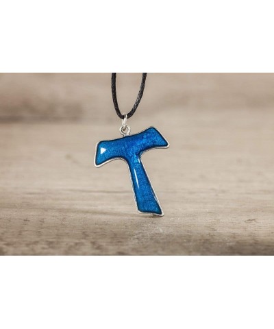 Silver Plated Pendant Blue Tau cross $11.73 Pendants