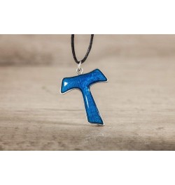 Silver Plated Pendant Blue Tau cross $11.73 Pendants