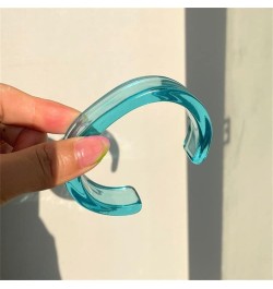 Acrylic Colorful Resin Geometric Simple Open Bracelet Transparent Wide Cuff Bangle (20MM)blue $7.13 Bracelets