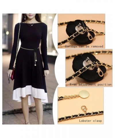 Belly Chain Belt for Women, Metal Waist Chain Body Chain Belt for Clothing Matching 145cm/57.1in Black $13.19 Body Jewelry