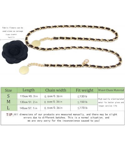 Belly Chain Belt for Women, Metal Waist Chain Body Chain Belt for Clothing Matching 145cm/57.1in Black $13.19 Body Jewelry