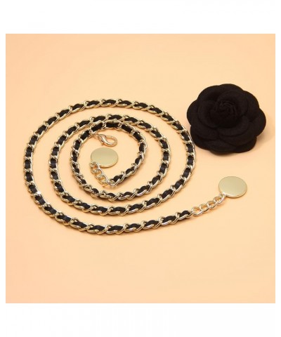 Belly Chain Belt for Women, Metal Waist Chain Body Chain Belt for Clothing Matching 145cm/57.1in Black $13.19 Body Jewelry