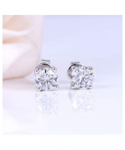 10K White Gold/Platinum Plated Silver Post 1CTW 5mm Heart Arrows Cut Moissanite Stud Earrings Sterling Silver Push Back for W...