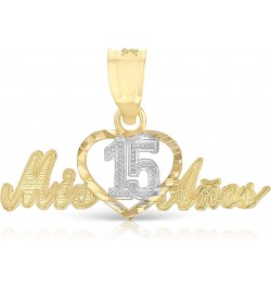 14K Two Tone Gold Sweet 15 Years Quinceanera Heart Mis 15 Anos Charm Small Pendant For Necklace or Chain $41.00 Necklaces