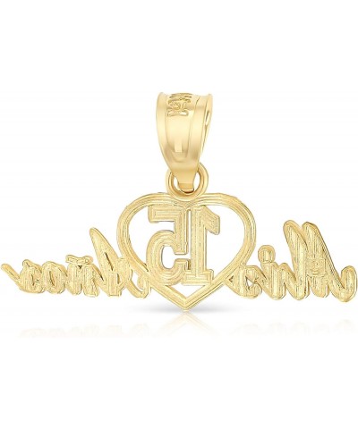 14K Two Tone Gold Sweet 15 Years Quinceanera Heart Mis 15 Anos Charm Small Pendant For Necklace or Chain $41.00 Necklaces