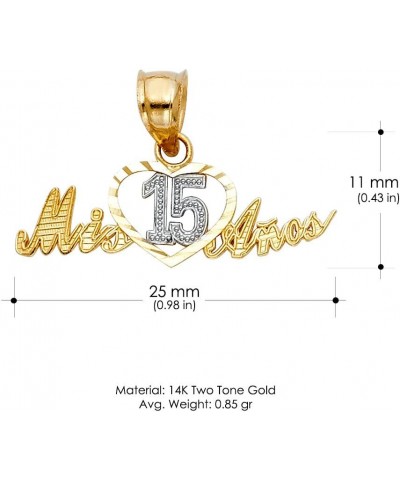 14K Two Tone Gold Sweet 15 Years Quinceanera Heart Mis 15 Anos Charm Small Pendant For Necklace or Chain $41.00 Necklaces