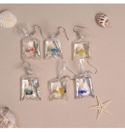 1-6Pairs/Set Funcky Earring Werid Animal Earrings Goldfish Water Bag Shape Dangle Hook Colorful Tropical Fish Bag Earring Pun...