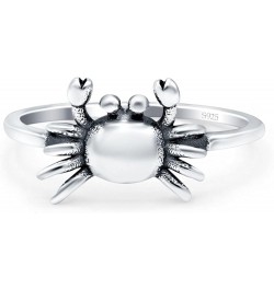 Crab Band Ring Oxidized Solid 925 Sterling Silver (10mm) Sterling Silver $10.25 Rings