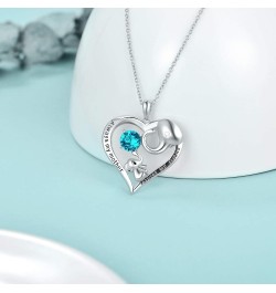 Mom Necklace Sterling Silver Love Heart Lucky Elephant Necklace with Birthstone Crystals, Birthday Mother Day Jewelry Gifts f...