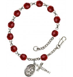 St. Elizabeth Ann Seton Silver Plate Rosary Bracelet 6mm Fire Polished Beads - Every Birth Month Color July Red $35.76 Bracelets