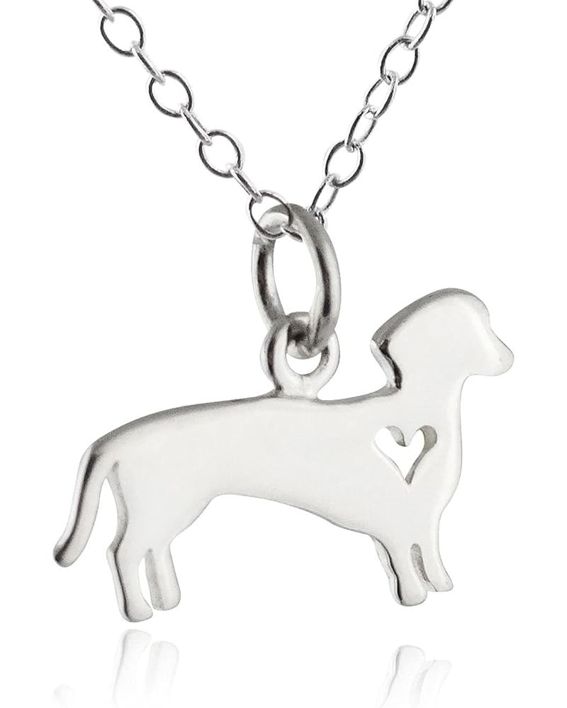 Sterling Silver Dog with Heart Cutout Necklaces DACHSHUND HEART 2 $19.80 Necklaces