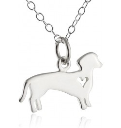 Sterling Silver Dog with Heart Cutout Necklaces DACHSHUND HEART 2 $19.80 Necklaces