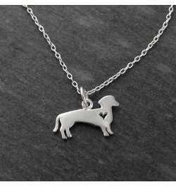 Sterling Silver Dog with Heart Cutout Necklaces DACHSHUND HEART 2 $19.80 Necklaces