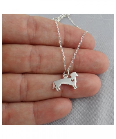 Sterling Silver Dog with Heart Cutout Necklaces DACHSHUND HEART 2 $19.80 Necklaces