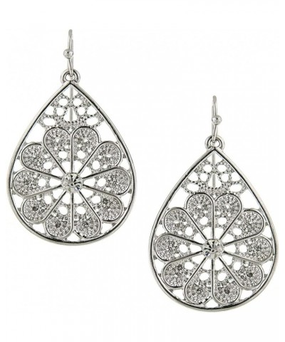 1928 Jewelry "Basic Classics" Filigree Pearshape Drop Earrings Crystal $15.00 Earrings