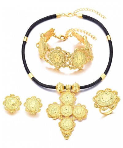 Ethiopian Jewelry for Women Set Ethiopia Coins Jewelry with Black Rope African Wedding Engagement Gift $12.04 Jewelry Sets