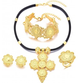 Ethiopian Jewelry for Women Set Ethiopia Coins Jewelry with Black Rope African Wedding Engagement Gift $12.04 Jewelry Sets