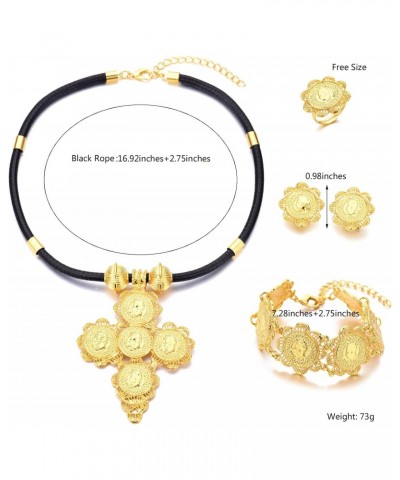 Ethiopian Jewelry for Women Set Ethiopia Coins Jewelry with Black Rope African Wedding Engagement Gift $12.04 Jewelry Sets