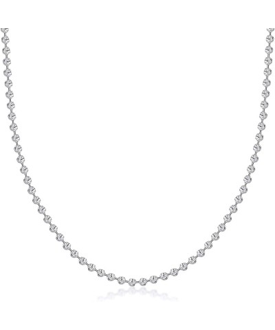 925 Sterling Silver 3mm, 4mm, 5mm Moon Cut Bead Chain Necklace - Made in Italy - Yellow, Silver 20 3MM, Silver $41.41 Necklaces