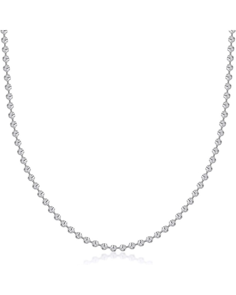 925 Sterling Silver 3mm, 4mm, 5mm Moon Cut Bead Chain Necklace - Made in Italy - Yellow, Silver 20 3MM, Silver $41.41 Necklaces